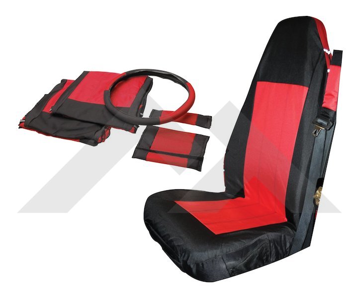 Front Seat Cover Set (Black/ Red)